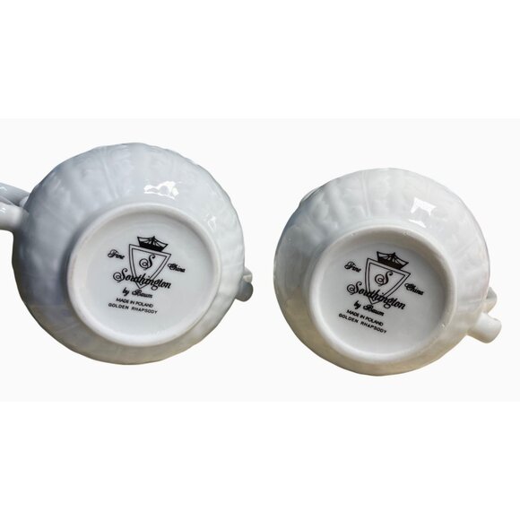 Southington By Baum Fine China Creamer & Sugar Bowl Set Golden Rhapsody White - Picture 7 of 11